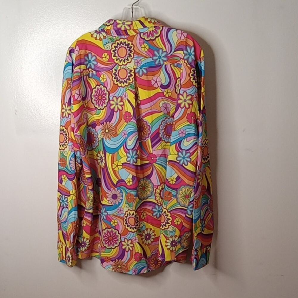 Mainfini Men's Size XL Vibrant Multicolor Button Down Shirt. Hippies - Picture 6 of 9
